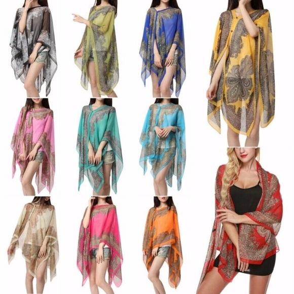 🌸BOHO PINK SHAWL SCARF KAFTAN COVER BEACH PAISLEY - Picture 4 of 7